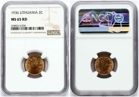 Lithuania 2 Centai 1936 NGC MS 65 RD