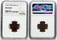 Lithuania 2 Centai 1936 NGC MS 63 BN