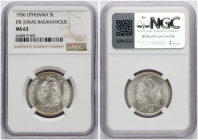 Lithuania 5 Litai 1936 Basanavicius NGC MS 63