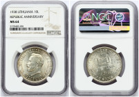 Lithuania 10 Litu 1938 Smetona NGC MS 64