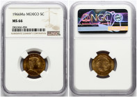 Mexico 5 Centavos 1966 Mo NGC MS 66 TOP POP