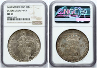 Netherlands Deventer Silver Ducat 1698 NGC MS 63