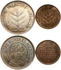 Palestine 1 Mil 1939 & 100 Mils 1942 Lot of 2 coins