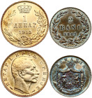 Romania 2 Bani 1867 & Serbia 1 Dinar 1915 Lot of 2 coins