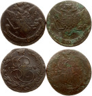 Russia 5 Kopecks 1770 EM & 1778 EM Lot of 2 coins