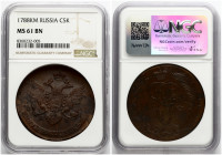 Russia 5 Kopecks 1788 КМ (R) NGC MS 61 BN