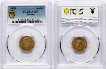 Sweden 1 Carolin / 10 Francs 1868 PCGS AU 50