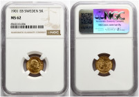 Sweden 5 Kronor 1901 EB NGC MS 62