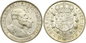 Sweden 2 Kronor 1907 EB AL Golden Wedding