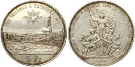 Switzerland 5 Francs 1881 Fribourg Shooting Festival