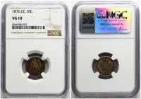 USA Dime 1876 CC NGC VG 10