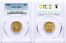 USA 5 Dollars 1886 PCGS MS 61