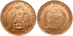 Western Sahara Sahrawi Arab Democratic Republic 100 Pesetas 1993 Tarbosaurus