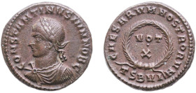 Rome Roman Empire 320 - 321 TSBVI AE Nummus - Constantinus II (CAESARVM NOSTRORVM VOT X) Bronze Thessalonica Mint 3.74g UNC RIC VII 122