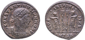 Rome Roman Empire SMTSB AE Nummus - Constantinus II (GLORIA EXERCITVS; Two standards) Bronze Thessalonica Mint 3.03g XF RIC VII 199 OCRE ric.7.thes.19...