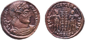 Rome Roman Empire 334 - 335 ASIS AE Nummus - Constantinus I (GLORIA EXERCITVS; Two standards) Bronze Siscia Mint 3.23g AU RIC VII 235 OCRE ric.7.sis.2...