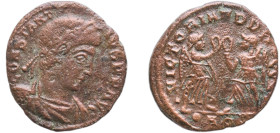 Rome Roman Empire 347 - 348 AQ AE Nummus - Constantius II (VICTORIAE DD AVGGQ NN) Bronze Aquileia Mint 1.43g VF RIC VIII 78 OCRE ric.8.aq.78