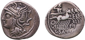 Rome Roman Republic (ancient) 104 BC AR Denarius (Appuleia: Lucius Appuleius Saturninus; L SATVRN) Silver Rome Mint 3.87g XF RRC 317/3 CRR 578 RSC 1 R...