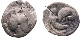 Greece (ancient) Tarentum Calabria 280 - 228 AR Diobol (Athena & Heracles) Silver 0.88g VF
