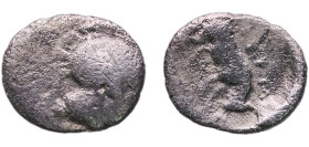 Greece (ancient) Thourioi Lucania 5th - 4th Centuries BC AR Triobol (Athena & Bull) Silver 0.82g VF