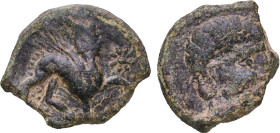 Iberia (ancient) City of Kastilo Oretani people 125 BC - 101 BC AE As (Sphinx) Bronze 10.15g VF ACIP 2143 CNH 39 FAB 700