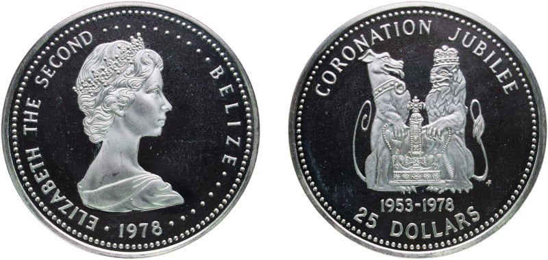 Belize British self-government 1978 FM 25 Dollars - Elizabeth II (Coronation) Si...