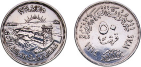 Egypt Arab Republic of Egypt AH 1384 (1964) 50 Qirsh (Diversion of the Nile) Silver (.720) Cairo Mint (250000) 20.22g UNC KM 407 MHC 511 MHC 1804