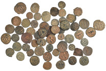 Umayyad, miscellaneous Ae fulus comprising Arab-Byzantine (17) and post-reform issues (42), some with mint names, including Dar'at (Album 173 RR; ICV ...