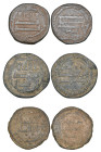 Abbasid, temp. al-Mansur (136-158h), fulus (2), Barda‘a 143h and Arran 153h, 2.96, 2.89g (Album 314, 315); al-Rashid (170-193h), fals, Suq al-Ahwaz 17...