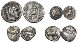 Macedon, Alexander III (336-323 BC), tetradrachm, Amphipolis, 16.87g (Price 447); drachm, Colophon, 3.96g (Price 1808); together with Pamphylia, Aspen...