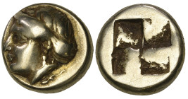Ionia, Phokaia, electrum hekte, c. 330 BC, head of Demeter left, seal below truncation, rev., quadripartite incuse square, 2.52g (Bodenstedt 109.1), v...