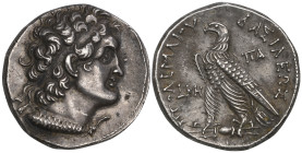 Egypt, Ptolemy VIII (145-116 BC), tetradrachm, Alexandria, 143/2 BC, diadem head of Ptolemy I right, rev., ΠΤΟΛΕΜΑΙΟΥ ΒΑΣΙΛΕΩΣ, eagle left on thunderb...
