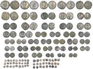 Roman, denarii of Hadrian and Faustina II; sestertii of Domitian, Hadrian, Marcus Aurelius, Caracalla, Severus Alexander, Gordian III (2), Philip I, T...