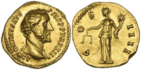 Roman, Antoninus Pius (138-161), aureus, Rome, 148-9, ANTONINVS AVG PIVS P P TR P XII, bare head right, rev., COS IIII, Aequitas standing left holding...