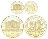 g Austria, Vienna Philharmonic Series, proof 25 euros and 100 euros, 2014, 25th Anniversary issue, total wt. 1.25 tr. ozs., mint state, in capsules an...