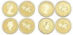 g Canada, Elizabeth II, Maple Leaf Series, proof 10 dollars (4), 2014, 2015 (2), 2016, each with a different Royal portrait used during the Queen’s re...