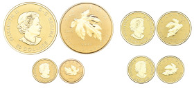 g Canada, Elizabeth II, Maple Leaf proof fractional set of four gold coins, 2015, comprising 50, 10, 5 dollars and 1 dollar, total wt. 1.4 tr. ozs., ....