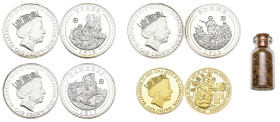 g Gibraltar, Elizabeth II, Centenary of the Battle of the Somme, 2016, proof gold crown, 31.2g, with proof silver crowns (3), 1915 Ypres, 1916 Somme, ...