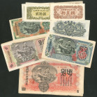 North Korea, North Korea Central Bank, 1947 issues, a large group of notes with watermark, 15 chon (4), 20 chon (3), 50 chon (1), 1 won (5), 5 won (11...