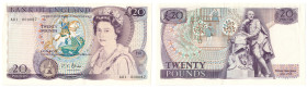 Bank of England, J.S. Fforde (1966-70), Series D £20 (William Shakespeare), no. A01 000087 (D. B318), a low number from the first run of the first Ser...