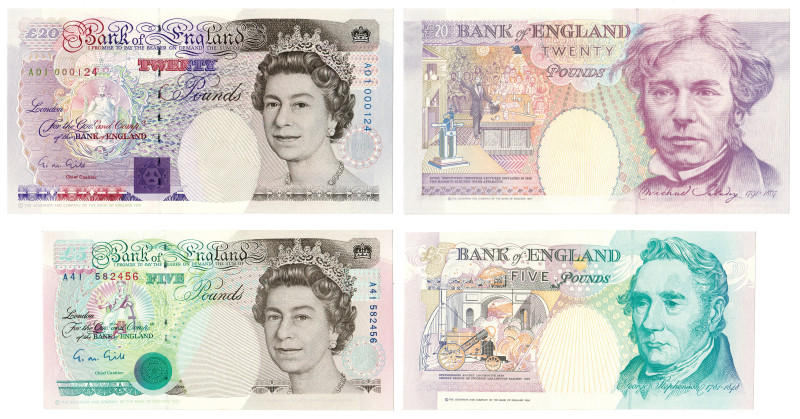 Bank of England, G.M. Gill (1988-91), Series E £20 (Michael Faraday), no. A01 00...