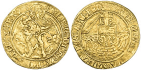 Henry VII (1485-1509), angel, Class V, m.m. pheon on both sides, rev., h and rose beside ship’s mast, 5.15g (N. 1698; S. 2187), on a wavy flan, very f...