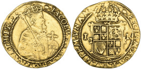 James I (1603-25), Second Coinage (1604-19), unite, m.m. tun, fifth bust right, 9.75g (N. 2085; S. 2620), very fine Purchased from Patrick Finn.

Es...