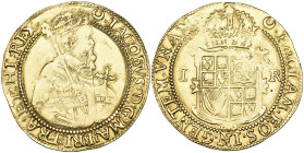 James I, Second Coinage (1604-19), unite, m.m. crescent, fifth bust right, 9.93g (N. 2085; S. 2620), traces of double striking and a little unevenly s...