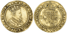 James I, Second Coinage, double crown, m.m. escallop, fourth bust right, 4.93g (N. 2087; S. 2622), struck from a rusty obverse die, about very fine
...