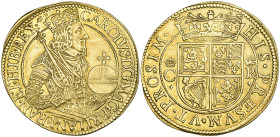 Scotland, Charles I, Third Coinage (1637-42), unit, by Nicholas Briot, m.m. thistle head and sideways B at end of obverse legend, obv., crowned and ar...