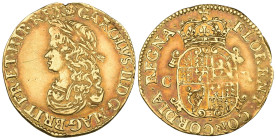 Charles II, First Hammered Issue, crown, m.m. crown, laureate bust left, without mark of value, rev., crowned shield with C R at sides, 2.22g (Schneid...