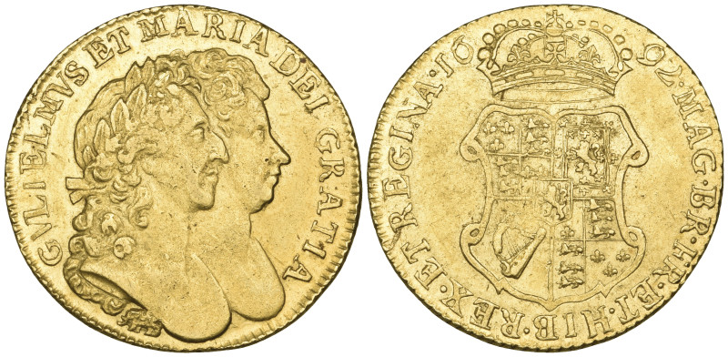 William and Mary, guinea, 1692, conjoined busts right, elephant and castle below...
