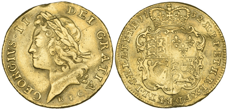 George II, young head, guinea, 1732 E.I.C., medium sized lettering on obverse, 8...