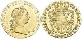 George III, half-guinea, 1763, first laureate bust, by Richard Yeo, right, rev., crowned and garnished shield (S. 3731), good extremely fine, with ori...